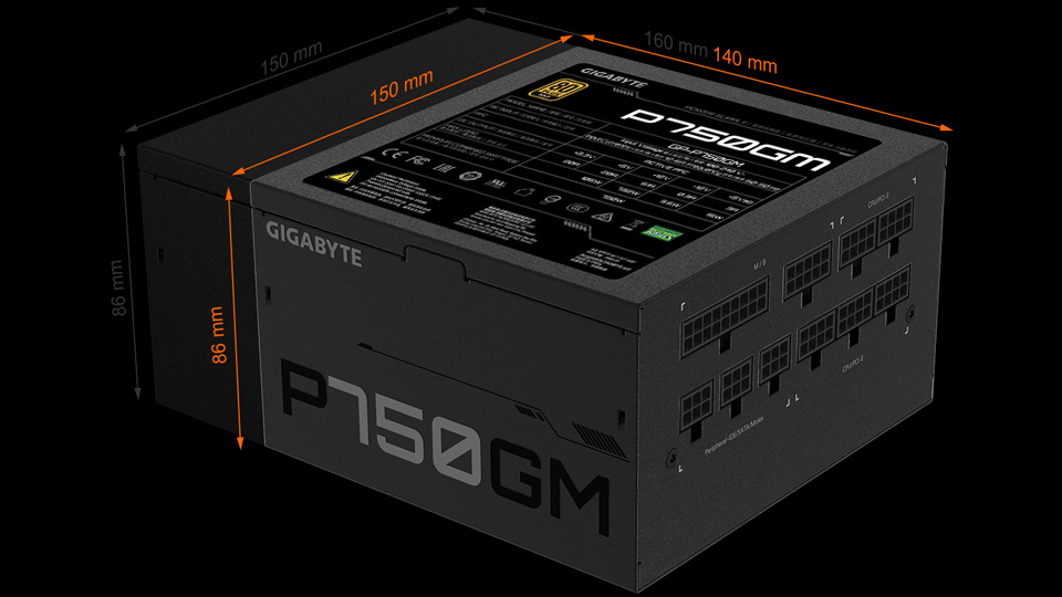 دیزاین و طراحی منبع تغذیه کامپیوتر 750 وات گیگابایت مدل GIGABYTE GP-P750GM 80+ GOLD